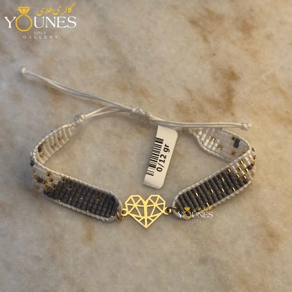 دستبند میوکی طوسی سفید قلب اوریگامی طلا